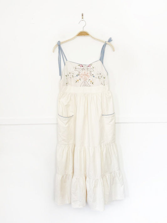 vintage 90s at&co floral embroidered tiered prairie maxi dress - good market thrift store