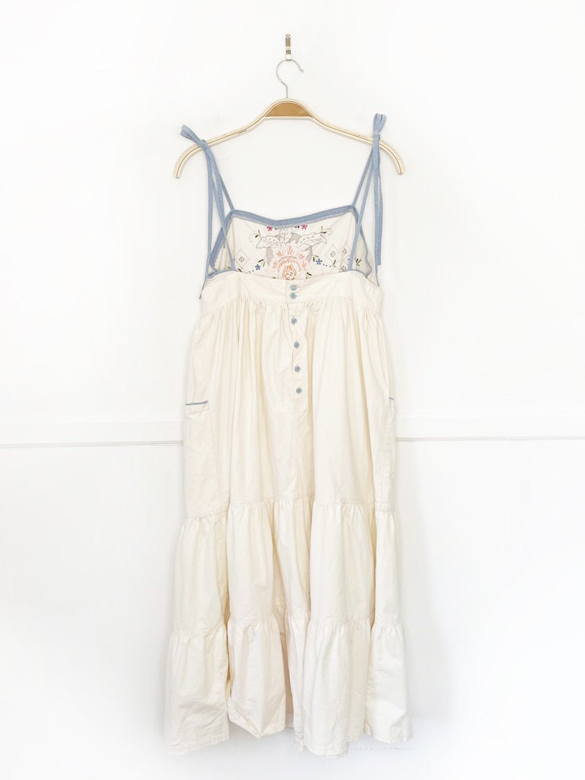vintage 90s at&co floral embroidered tiered prairie maxi dress - good market thrift store