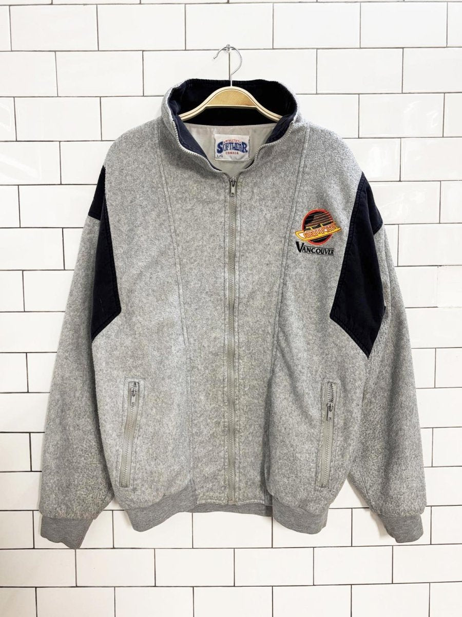 vintage 90s athletic softwear vancouver canucks fleece jacket | nhl - good market thrift store