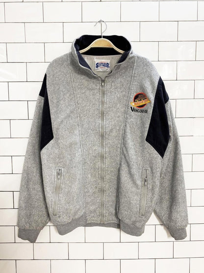 vintage 90s athletic softwear vancouver canucks fleece jacket | nhl - good market thrift store