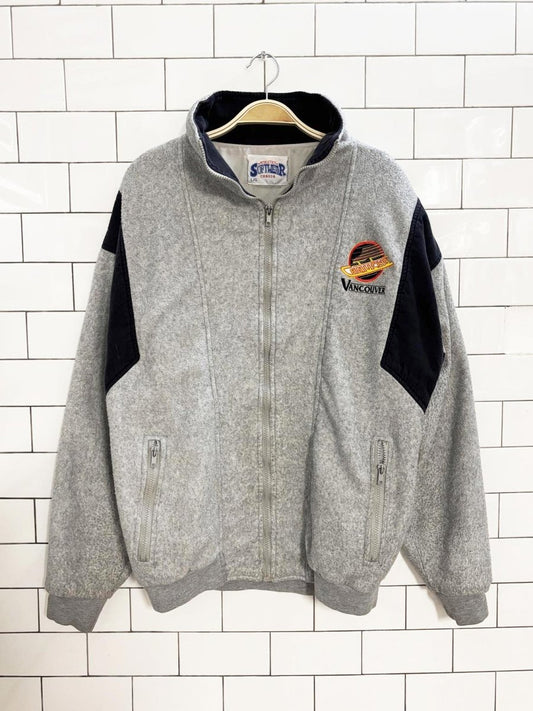 vintage 90s athletic softwear vancouver canucks fleece jacket | nhl - good market thrift store