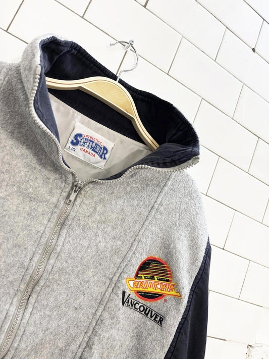 vintage 90s athletic softwear vancouver canucks fleece jacket | nhl - good market thrift store