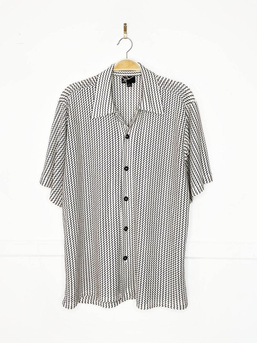 vintage 90s attitudes woven crochet - style cabana shirt | made in USA - good market thrift store