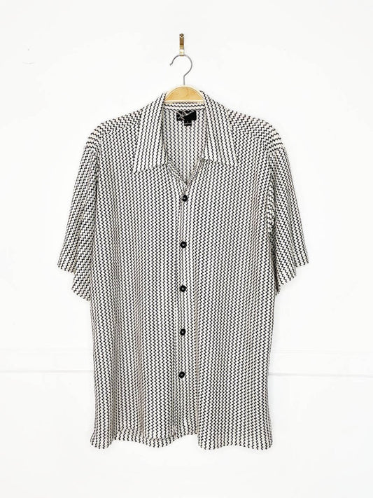 vintage 90s attitudes woven crochet - style cabana shirt | made in USA - good market thrift store