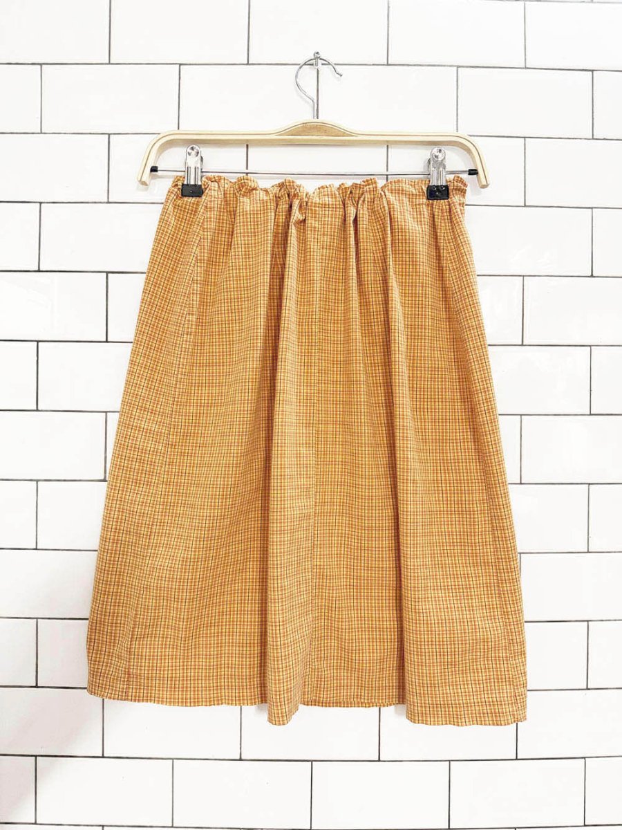 vintage 90s au coton plaid knee - length skirt - good market thrift store