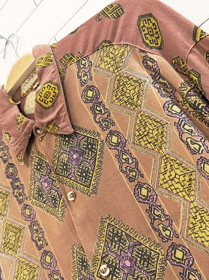 vintage 90s austerity boho diamond patterned shirt | made in India - good market thrift store