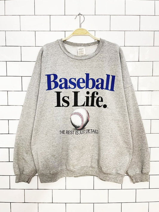 vintage 90s baseball is life oversized graphic sweatshirt | big ball sports | made in Canada - good market thrift store