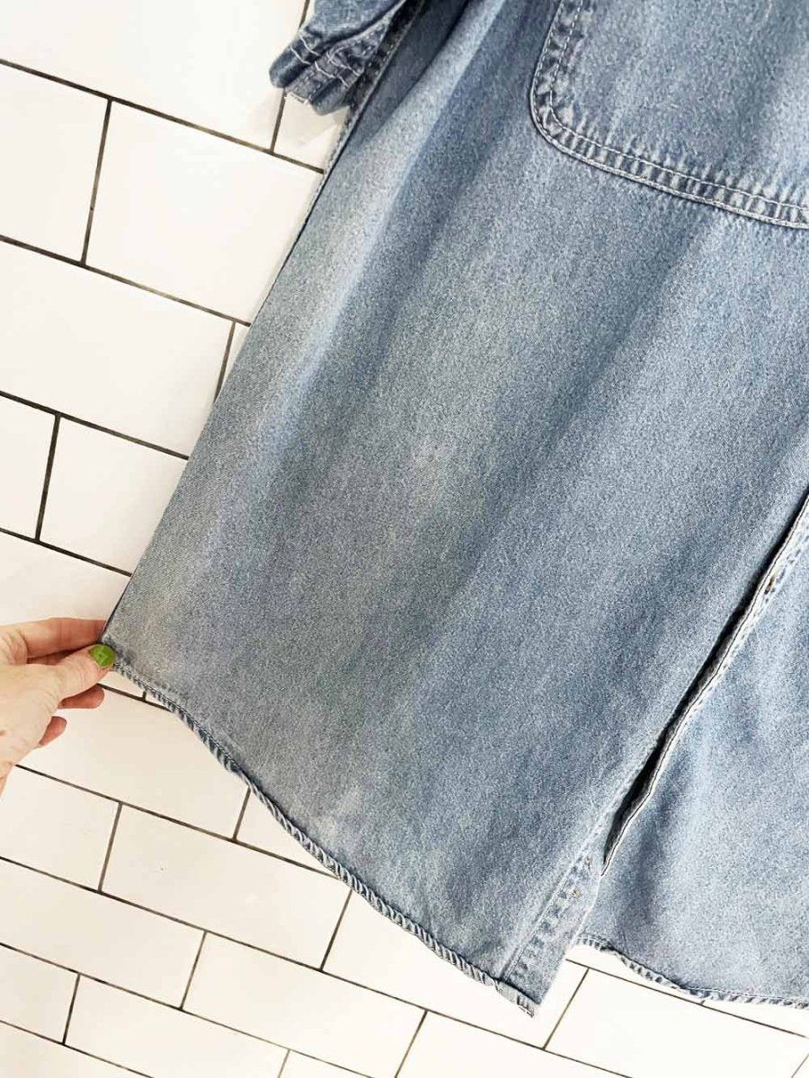vintage 90s basic editions full button soft denim shirt - good market thrift store
