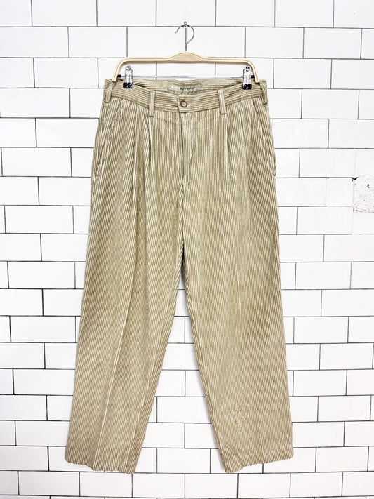 vintage 90s basic equipment chunky cord pleated pants - good market thrift store