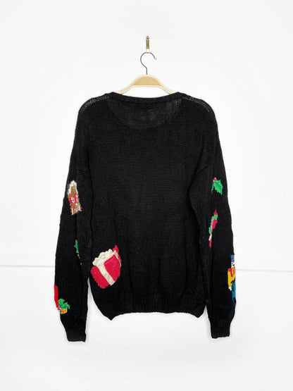 vintage 90s bechamel holiday things chunky knit sweater - good market thrift store