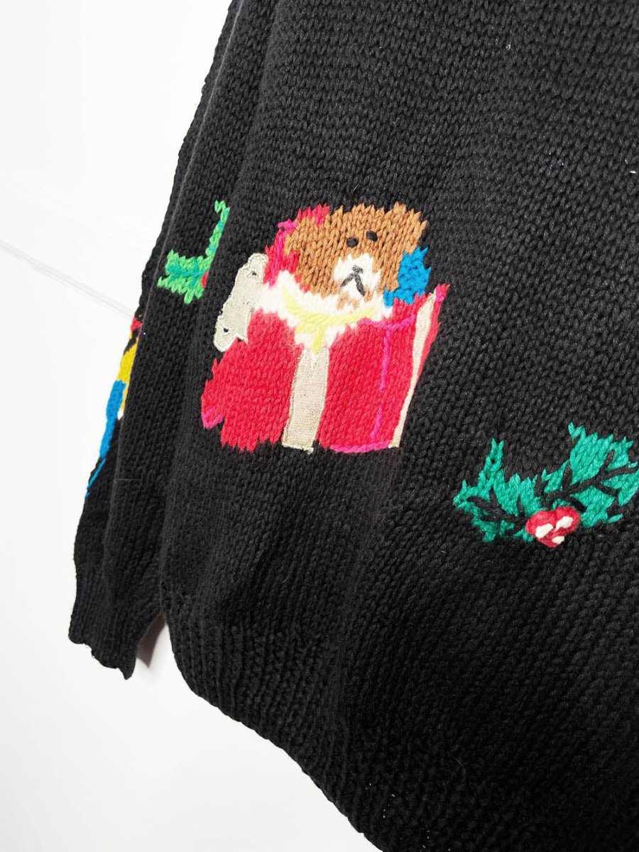 vintage 90s bechamel holiday things chunky knit sweater - good market thrift store