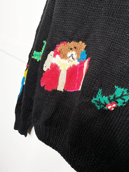 vintage 90s bechamel holiday things chunky knit sweater - good market thrift store