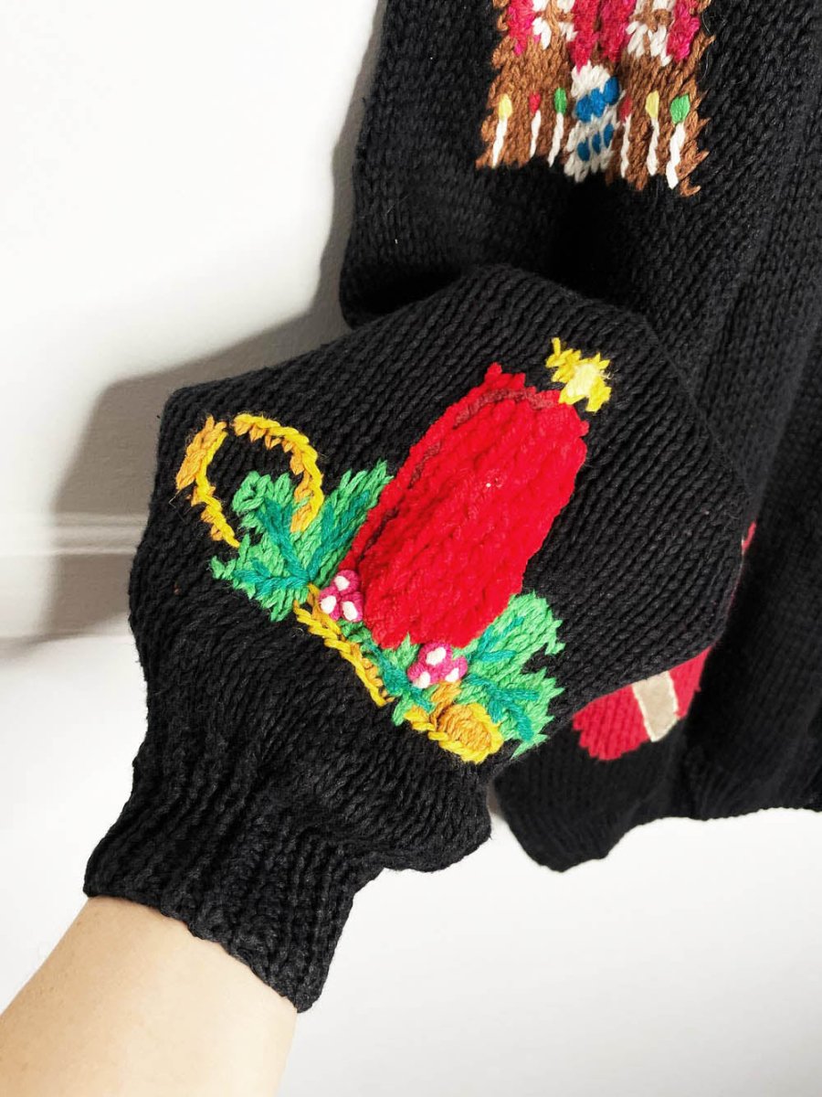 vintage 90s bechamel holiday things chunky knit sweater - good market thrift store