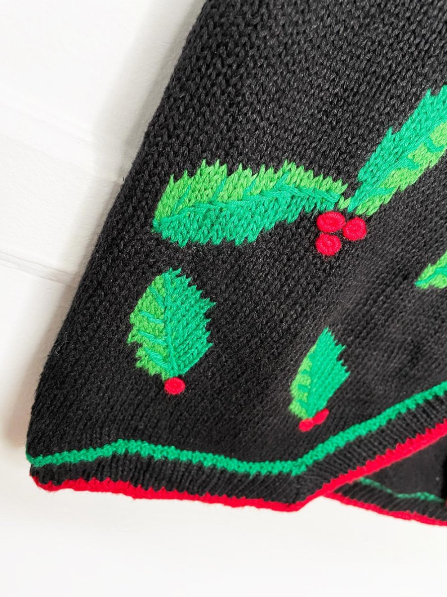 vintage 90s bechamel holly knit holiday vest - good market thrift store