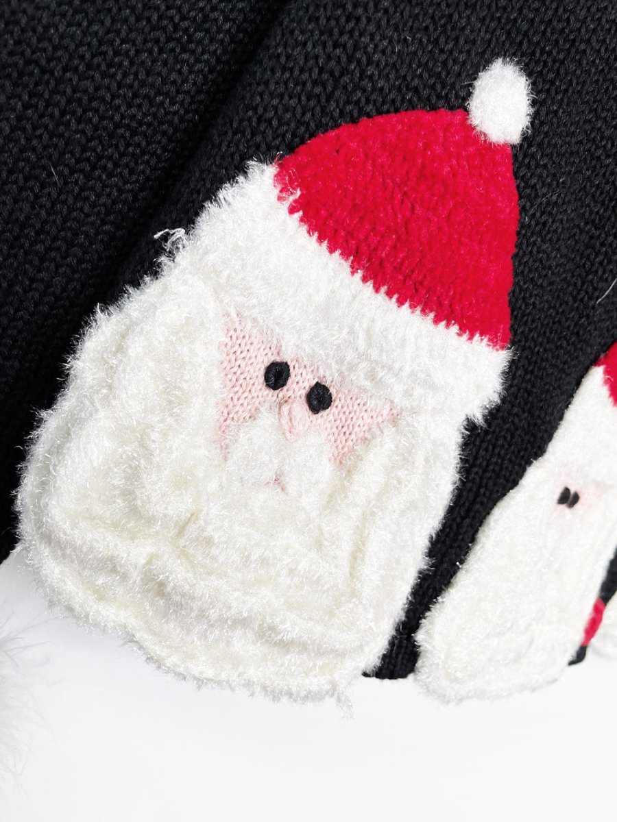 vintage 90s belle point boa trim santa head knit cardigan - good market thrift store