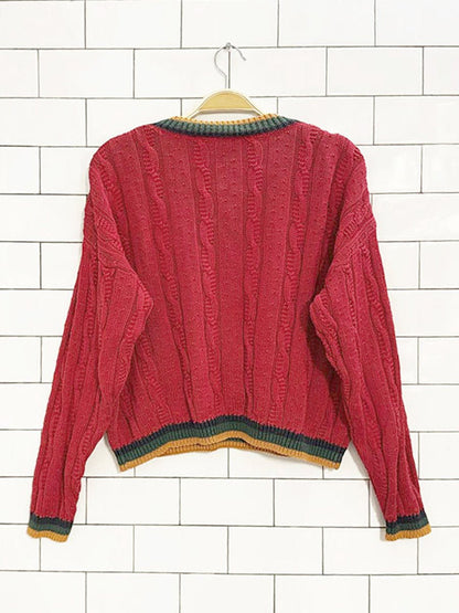 vintage 90s best american boxy short cable knit sweater - good market thrift store