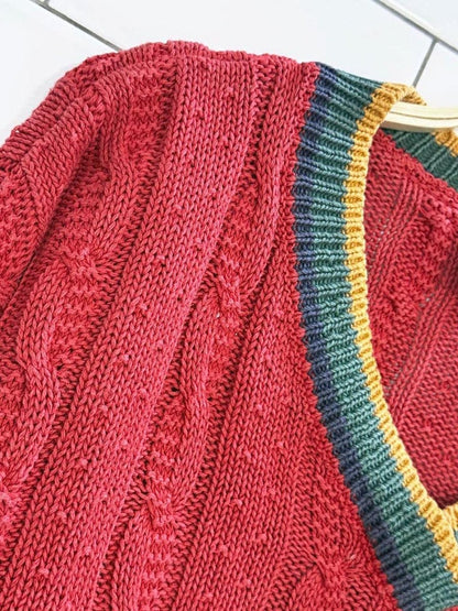 vintage 90s best american boxy short cable knit sweater - good market thrift store