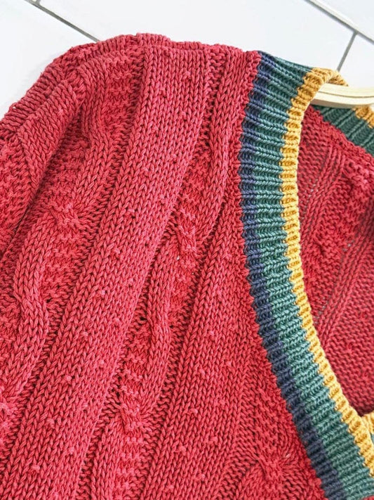 vintage 90s best american boxy short cable knit sweater - good market thrift store