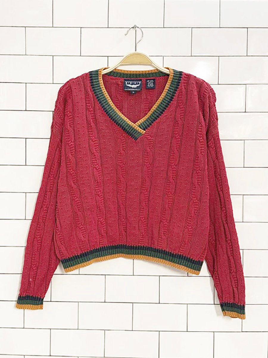 vintage 90s best american boxy short cable knit sweater - good market thrift store
