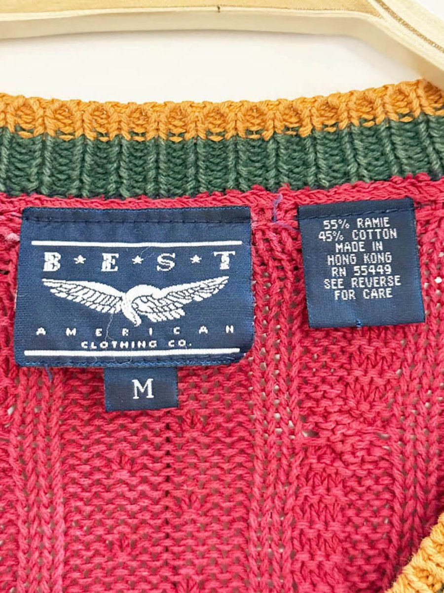 vintage 90s best american boxy short cable knit sweater - good market thrift store