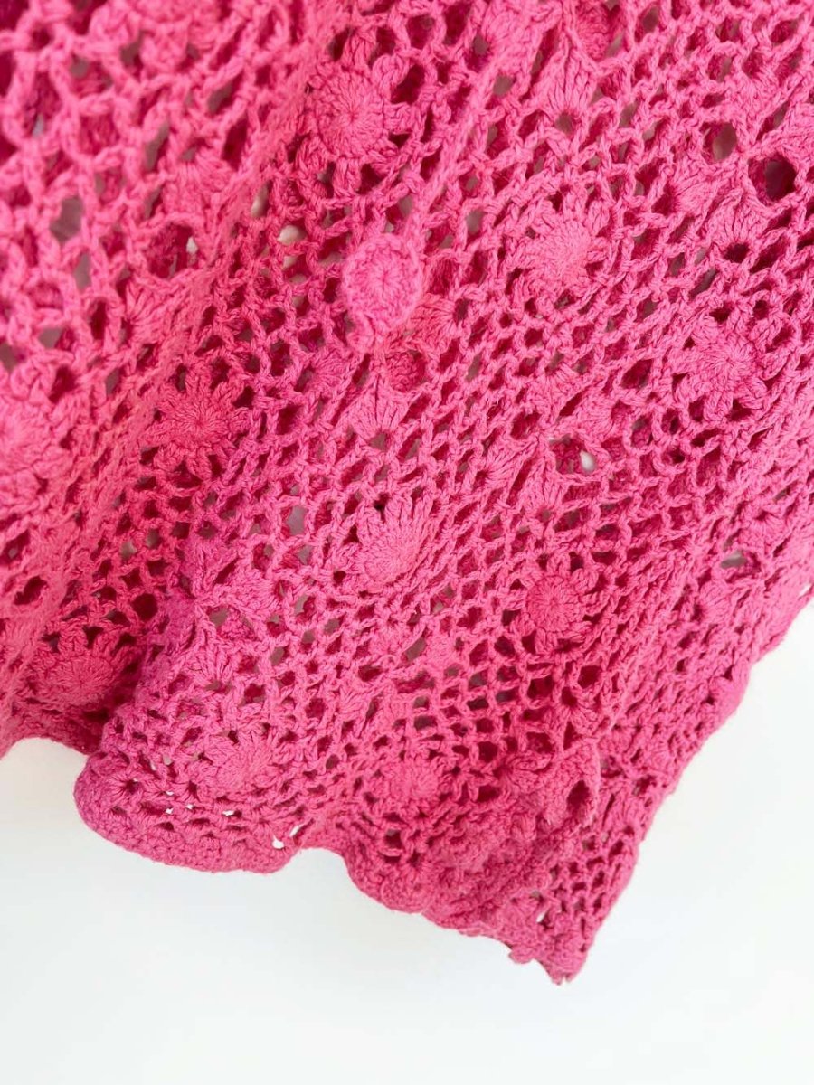 vintage 90s BFA classics flower crochet knit long sleeve top - good market thrift store