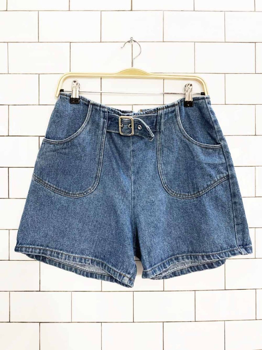 vintage 90s big time belted denim shorts | made in USA - good market thrift store