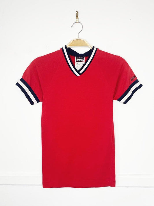 vintage 90s BIKE striped v - neck baby ringer tee - good market thrift store