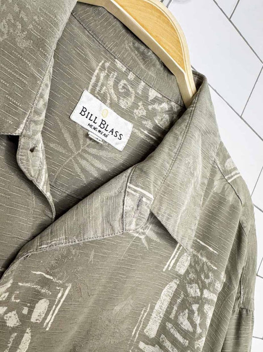 vintage 90s bill blass 100% silk full button resort shirt - good market thrift store