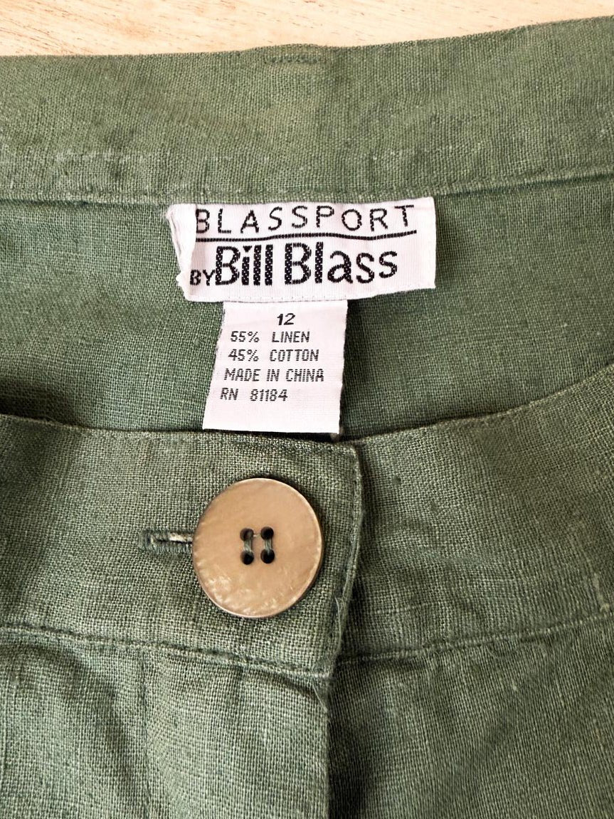 vintage 90s bill blass linen-blend pleated trouser shorts | blasssport - good market thrift store