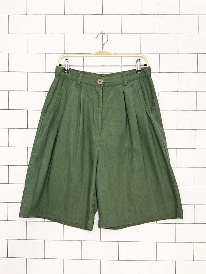 vintage 90s bill blass linen-blend pleated trouser shorts | blasssport - good market thrift store