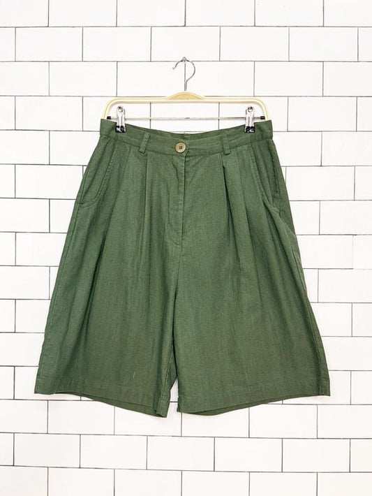 vintage 90s bill blass linen-blend pleated trouser shorts | blasssport - good market thrift store