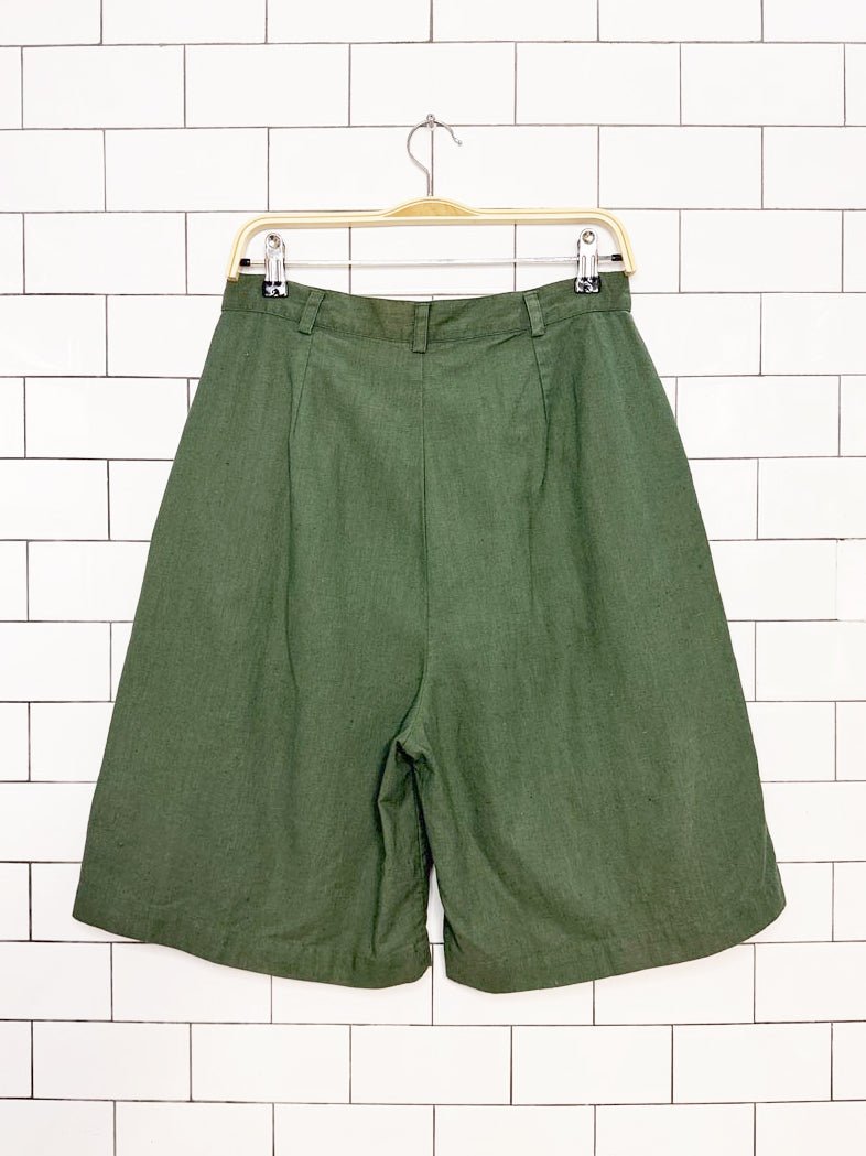 vintage 90s bill blass linen-blend pleated trouser shorts | blasssport - good market thrift store