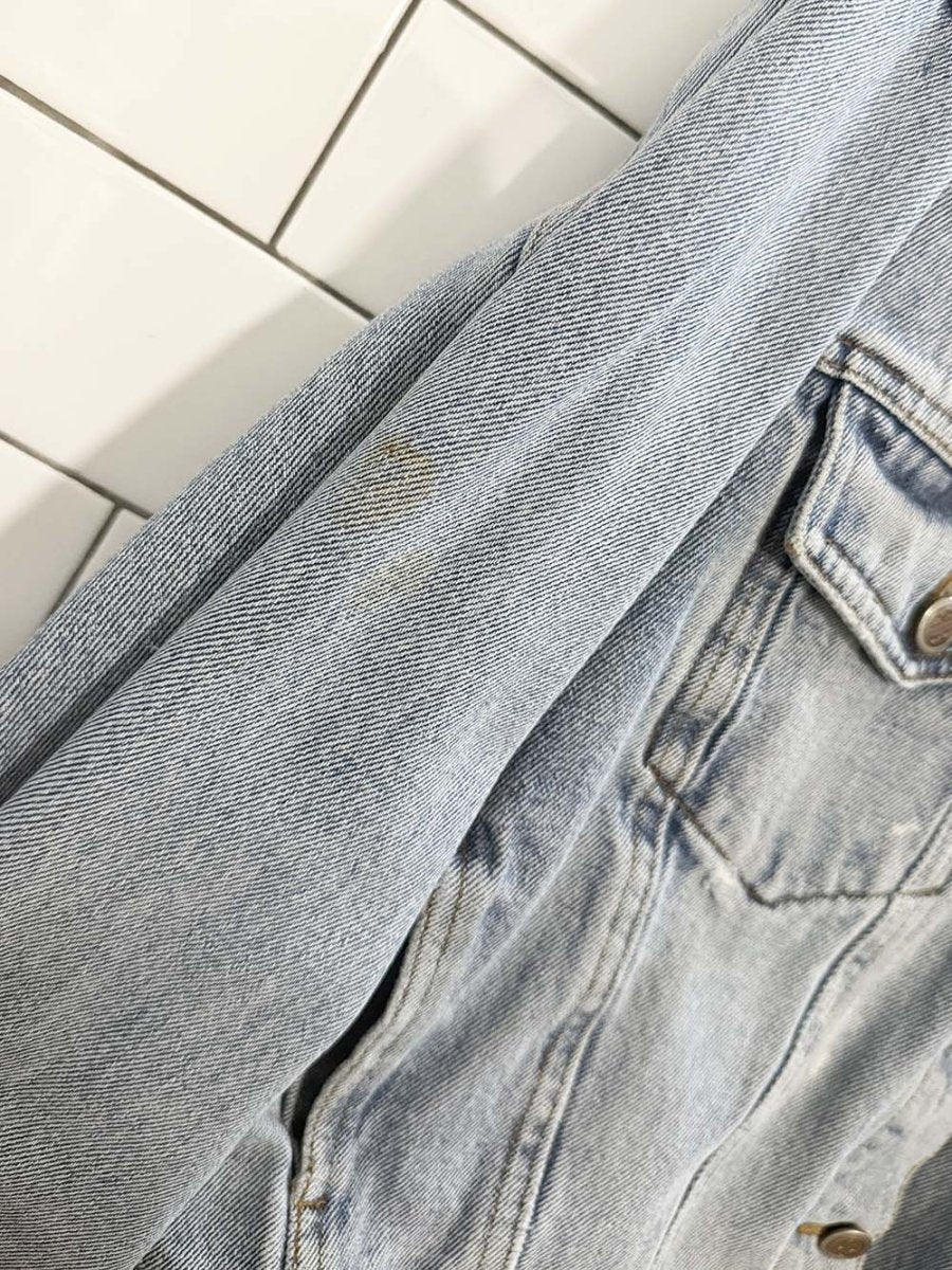 vintage 90s bill blass oversized short denim jacket - good market thrift store
