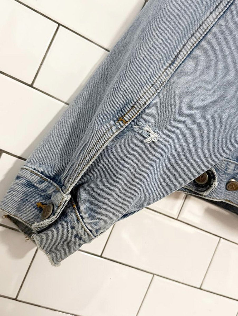 vintage 90s bill blass oversized short denim jacket - good market thrift store
