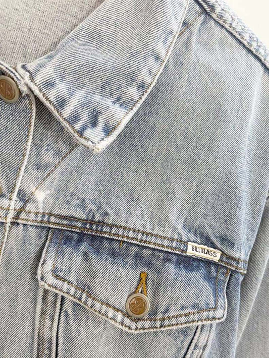 vintage 90s bill blass oversized short denim jacket - good market thrift store