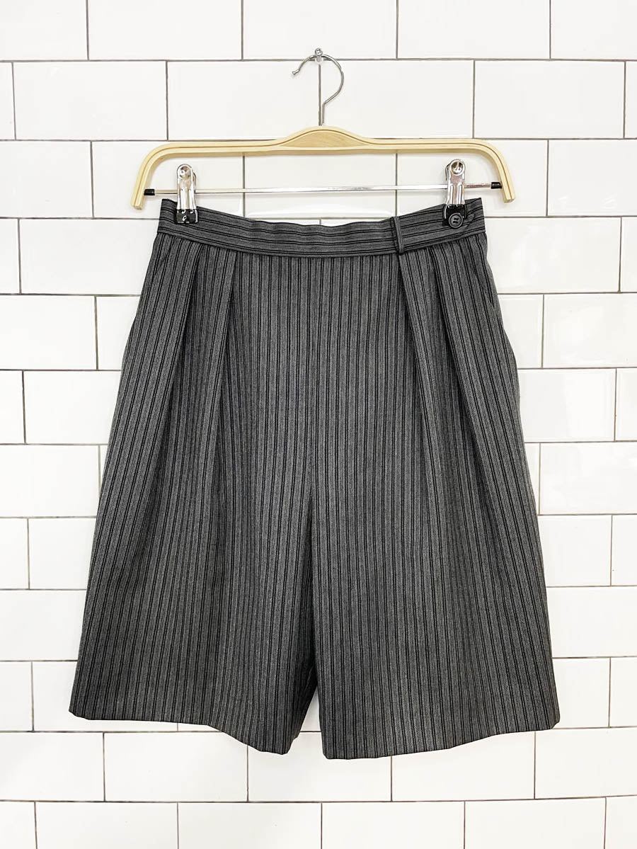 vintage 90s bill blass wool high rise pleated trouser shorts - good market thrift store