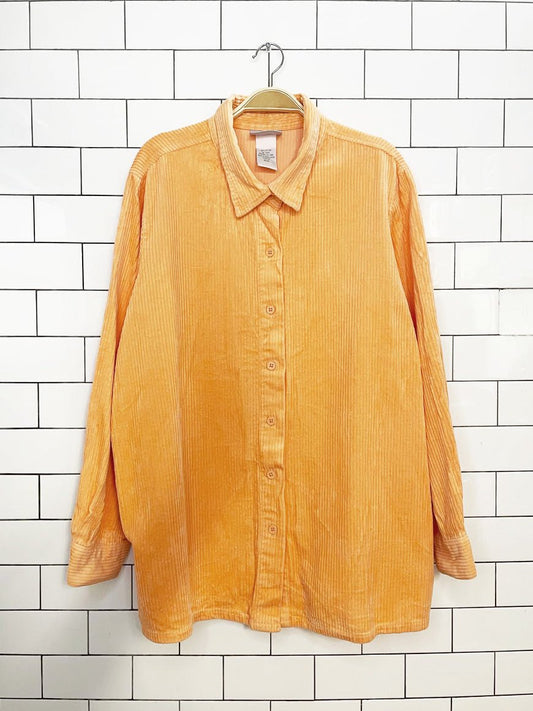 vintage 90s blair chunky cord neon full button shirt jacket - good market thrift store