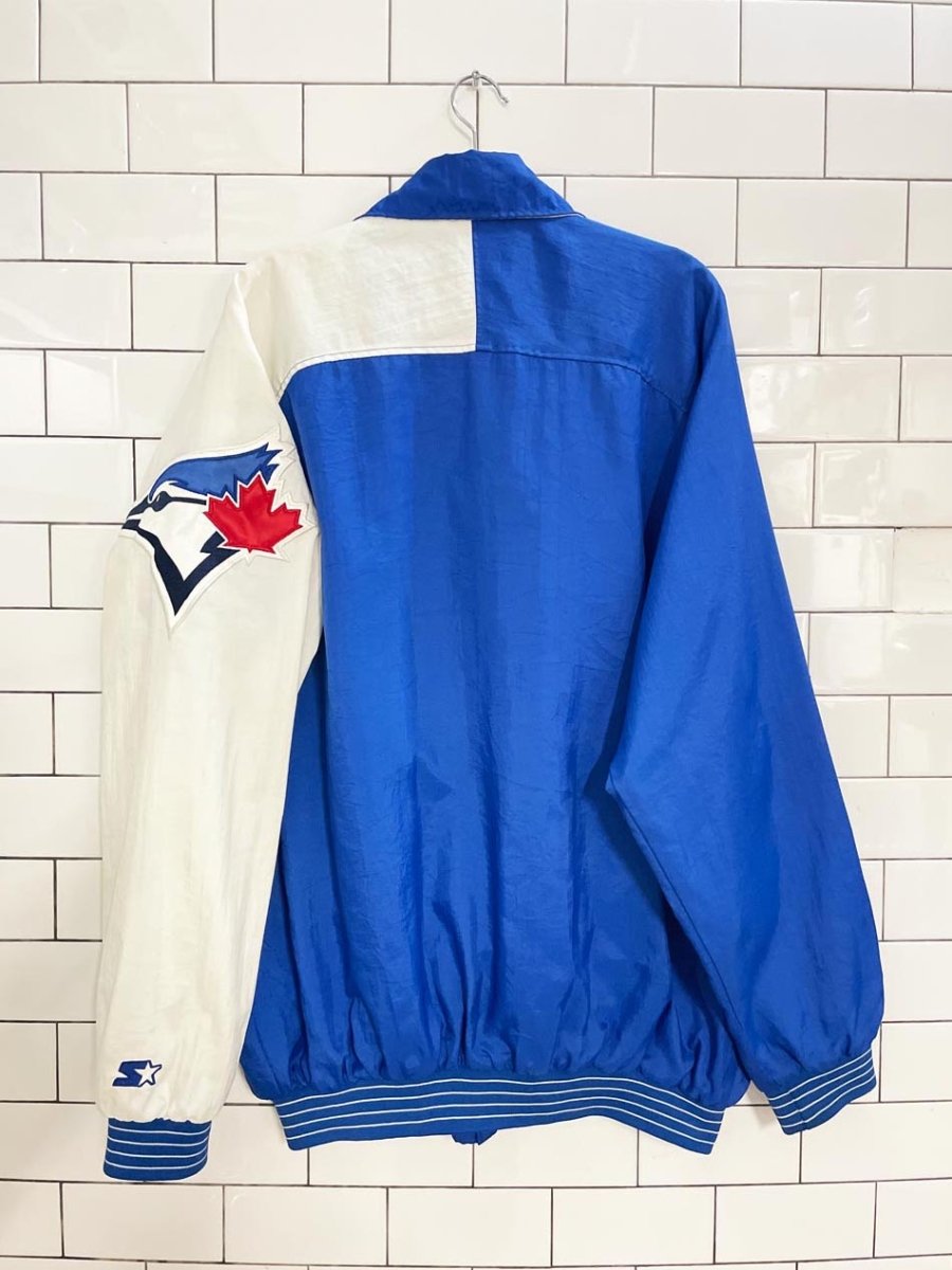 vintage 90s blue jays mlb snap button light jacket | starter - good market thrift store