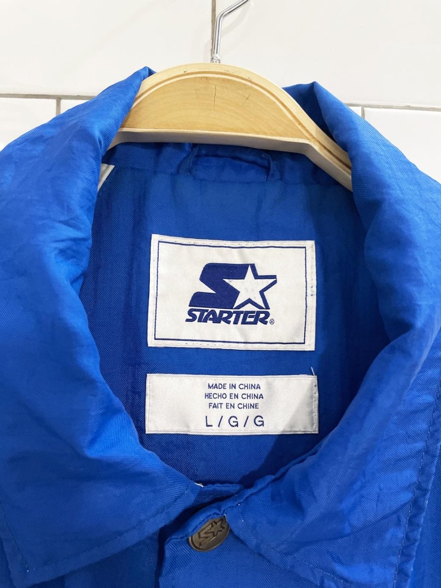 vintage 90s blue jays mlb snap button light jacket | starter - good market thrift store