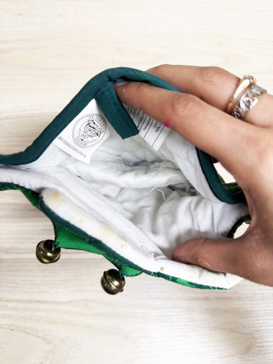 vintage 90s boston warehouse christmas tree jingle bells oven mitt - good market thrift store