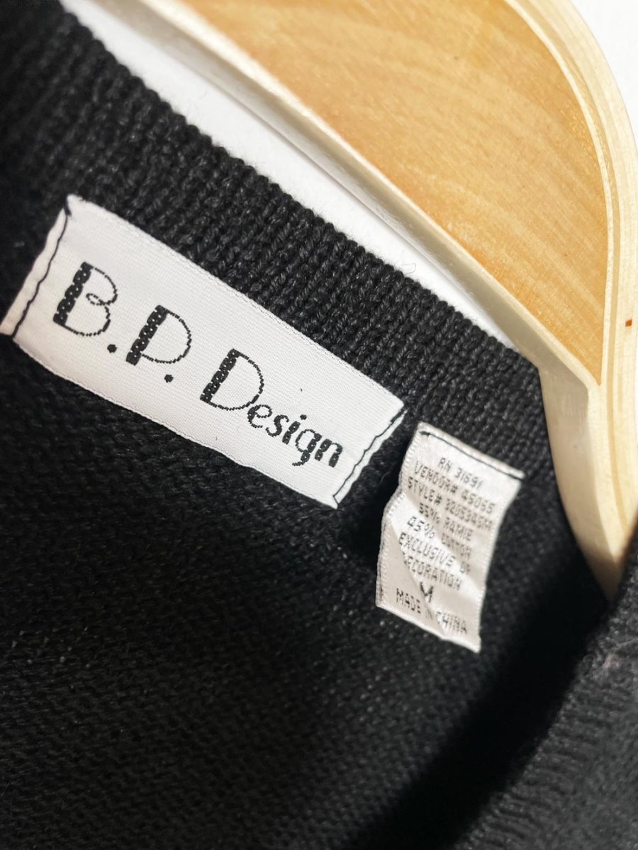 vintage 90s BP design poinsettia beadwork embroidered knit cardigan - good market thrift store