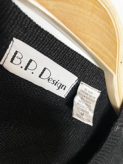 vintage 90s BP design poinsettia beadwork embroidered knit cardigan - good market thrift store