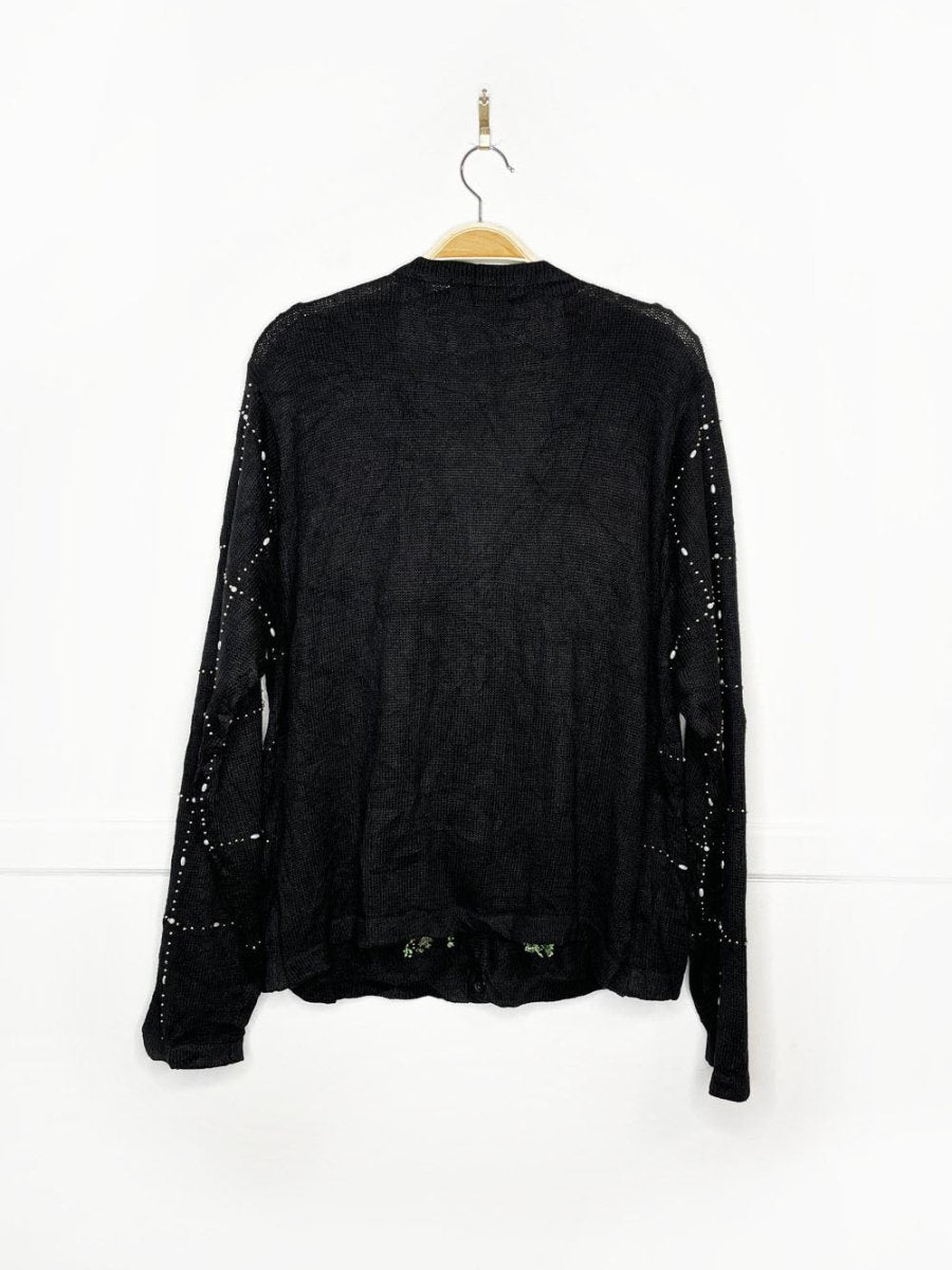 vintage 90s BP design poinsettia beadwork embroidered knit cardigan - good market thrift store