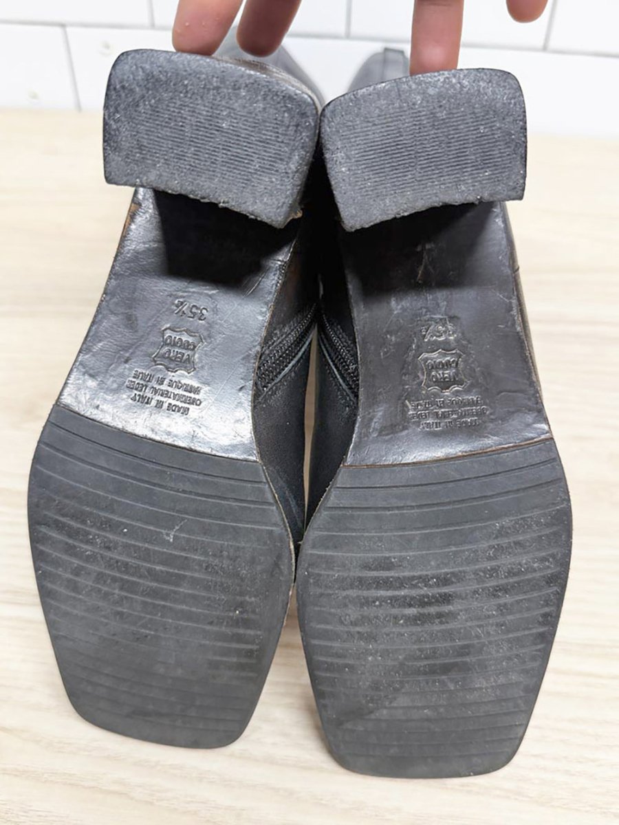 vintage 90s bravo browns leather square toe low heeled boot | made in Italy - good market thrift store