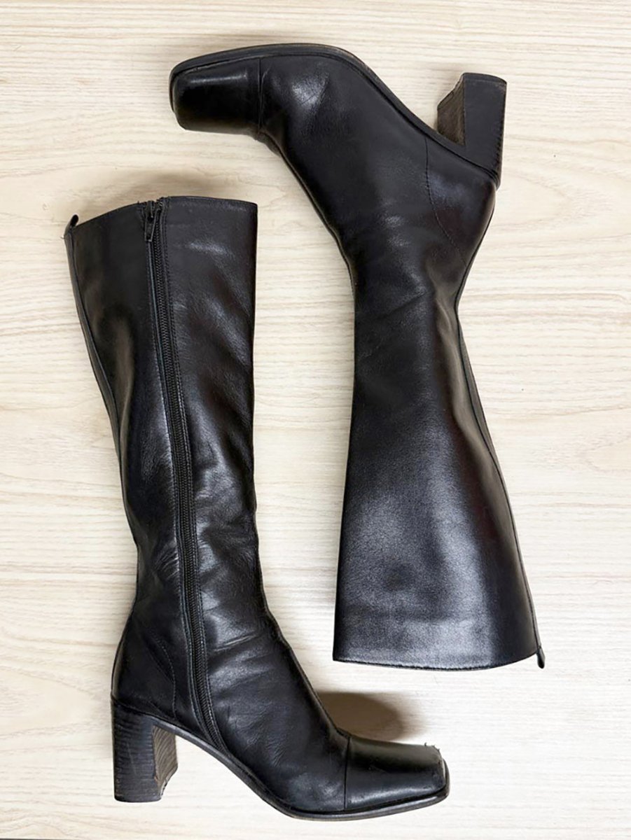 vintage 90s bravo browns leather square toe low heeled boot | made in Italy - good market thrift store