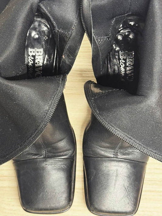 vintage 90s bravo browns leather square toe low heeled boot | made in Italy - good market thrift store