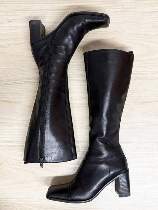 vintage 90s bravo browns leather square toe low heeled boot | made in Italy - good market thrift store