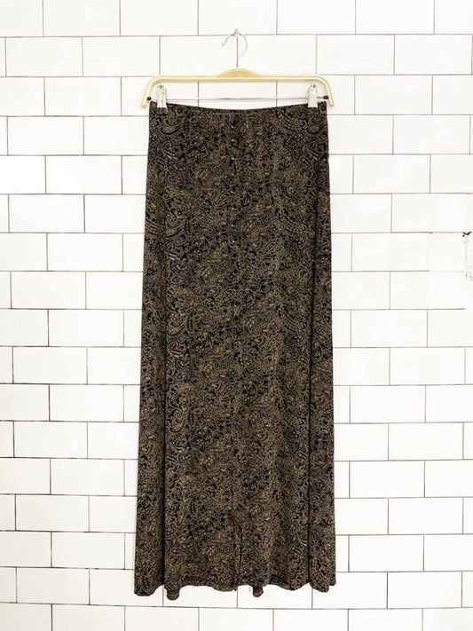 vintage 90s briggs NY floral slinkly full button midi skirt | made in USA - good market thrift store