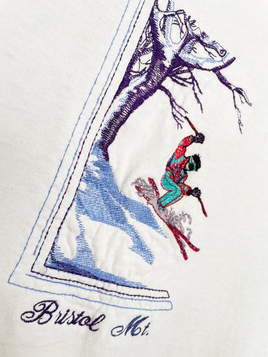 vintage 90s bristol mt skier embroidered long sleeve tee | made in USA - good market thrift store