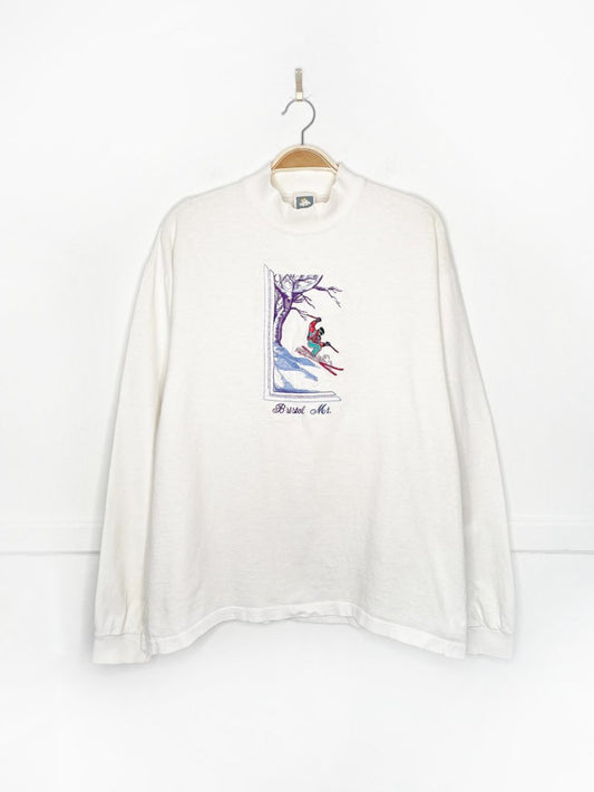 vintage 90s bristol mt skier embroidered long sleeve tee | made in USA - good market thrift store